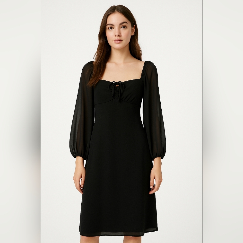 Wildred‎ Aritzia Sheer Long Sleeves Black Dress Cocktail Date Night Size 6